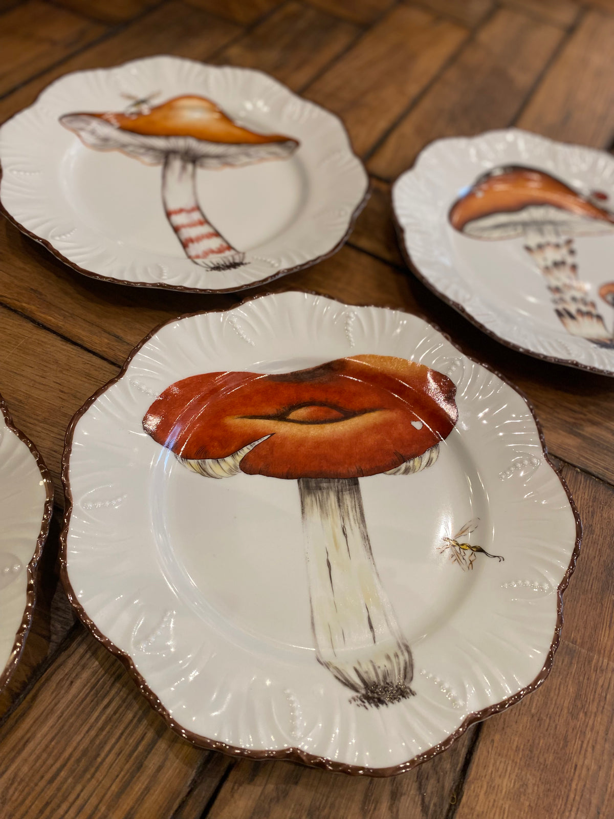 plate mushroom alberto pinto limoges hand painting