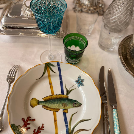 Assiette porcelaine peinte poisson 