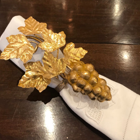 rond de serviette raisin vigne laiton etain dore or