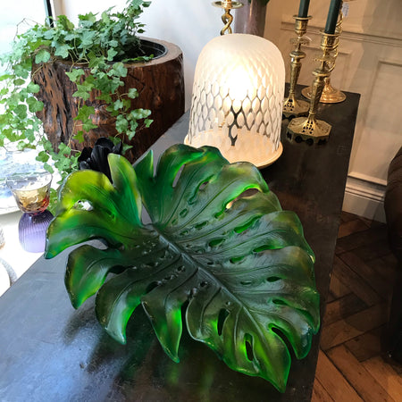 coupe monstera feuille cristal daum centre de table