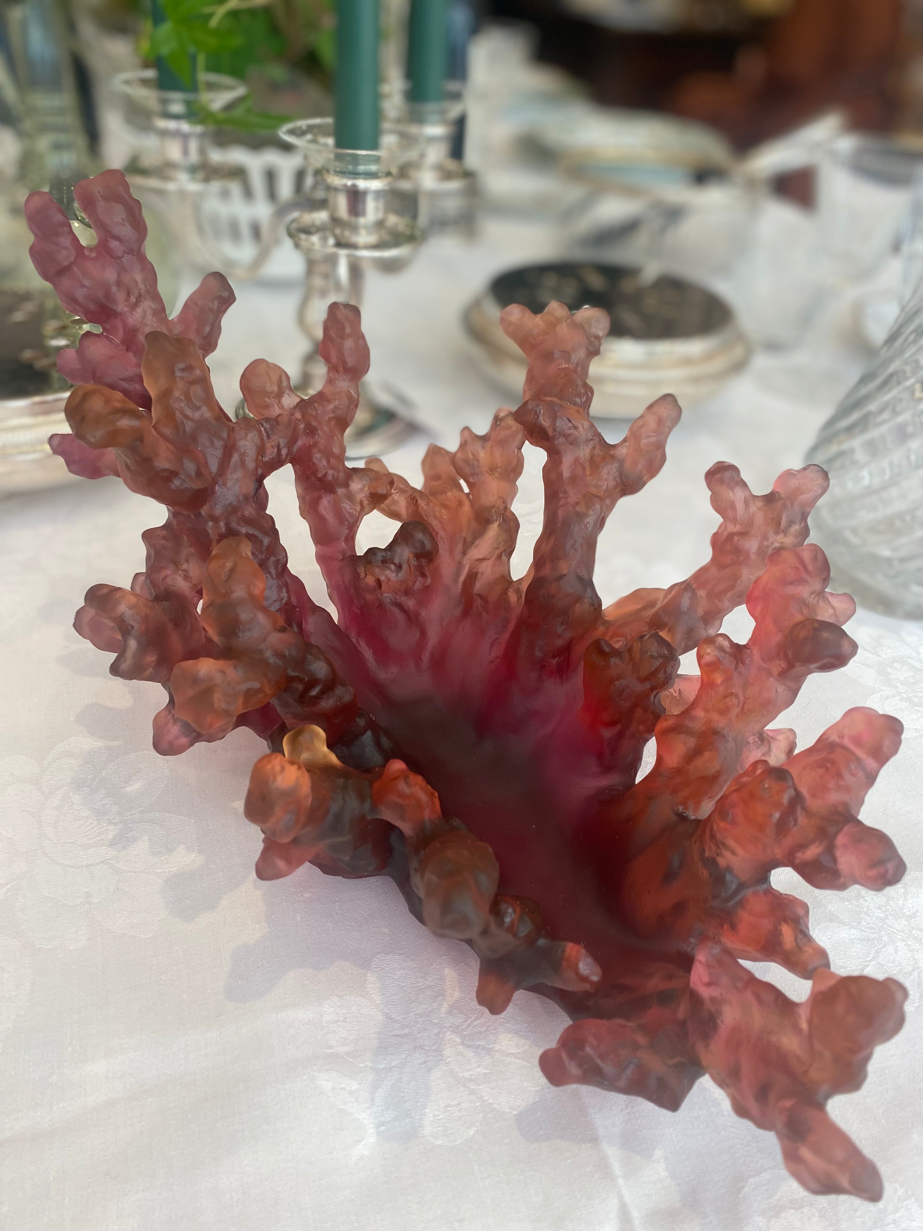 Aurora red coral daum crystal bowl