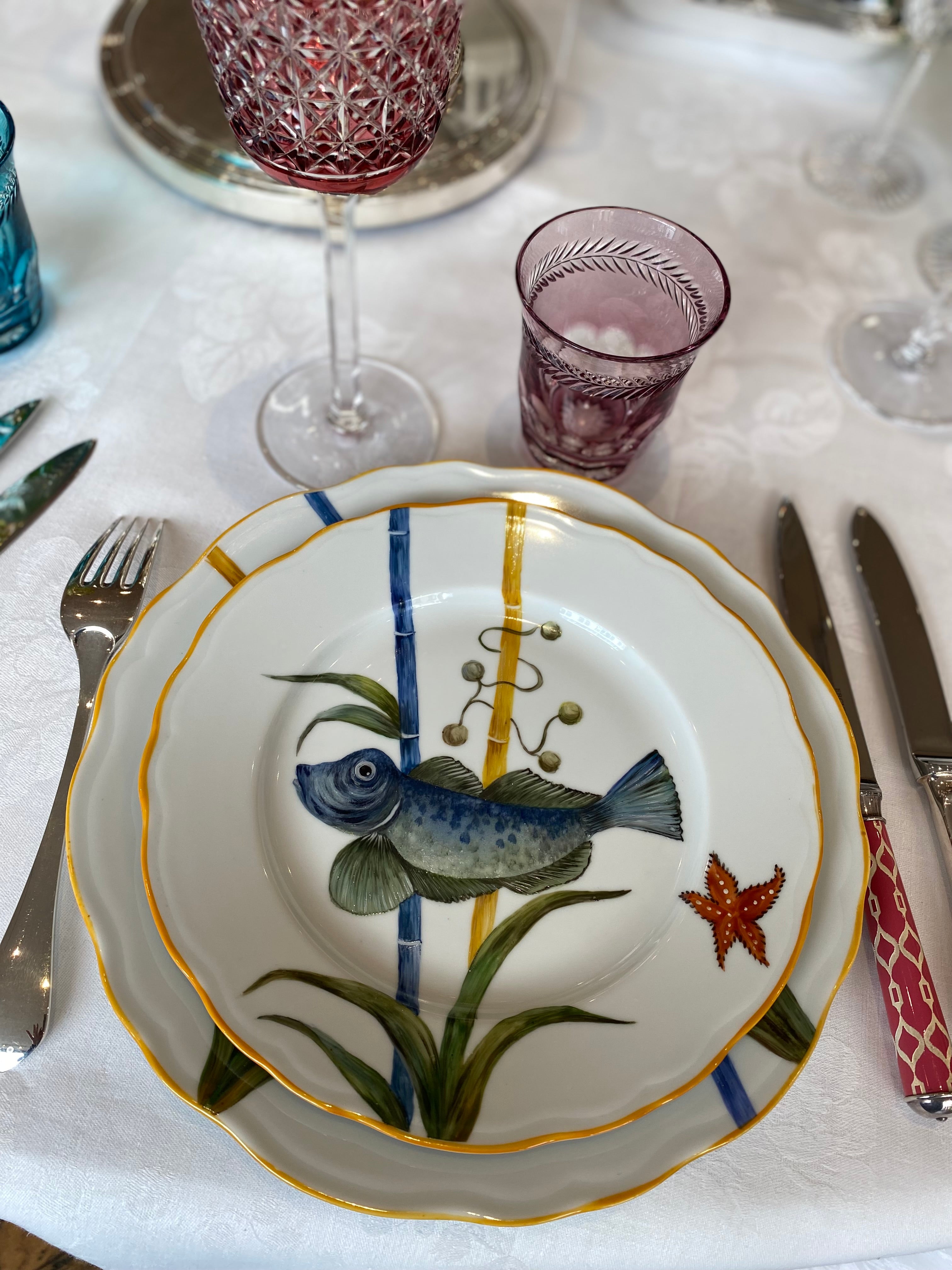 Fish painted porcelain plate