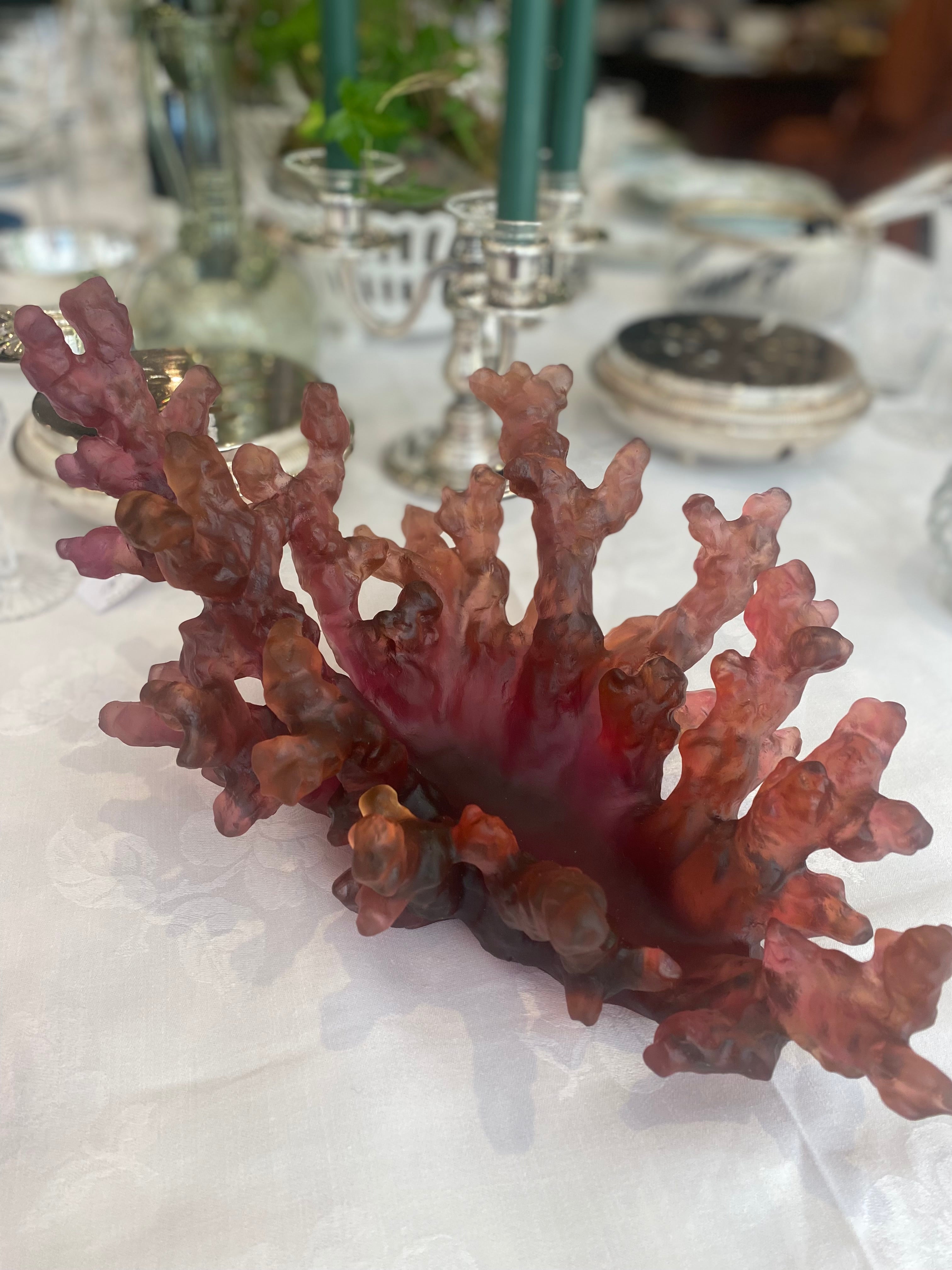 Aurora red coral daum crystal bowl