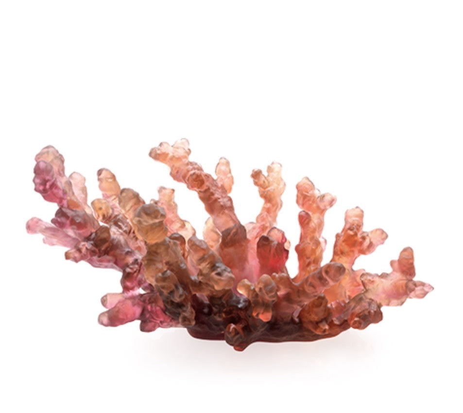 Aurora red coral daum crystal bowl 