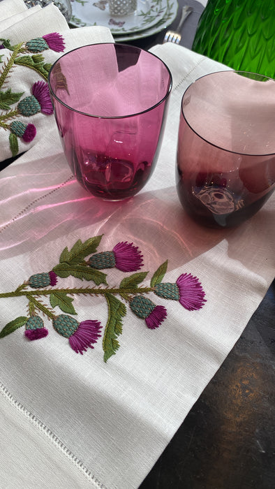 6 linen napkins embroidered with wildflowers