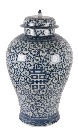 Large white blue vase