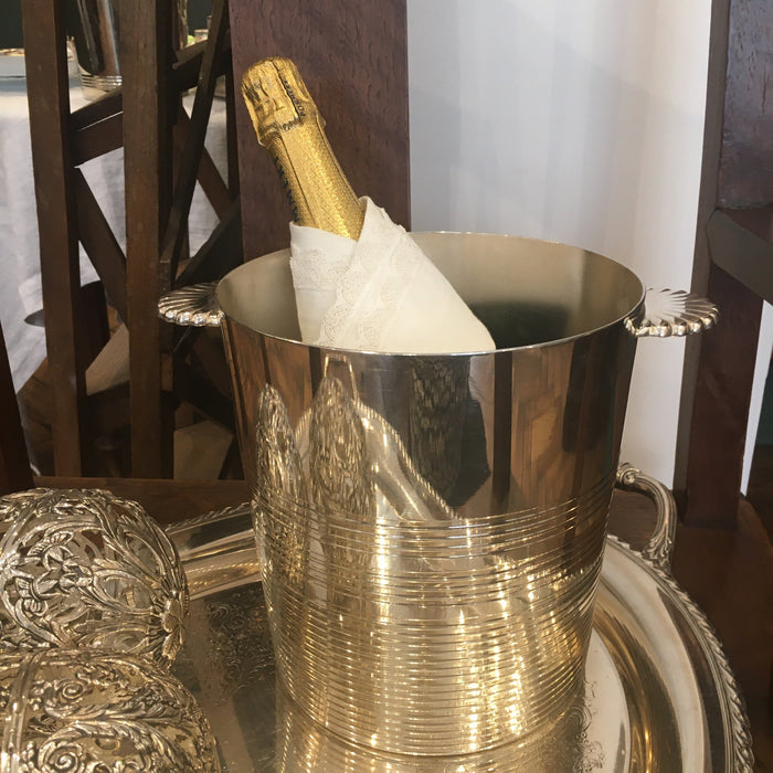 Champagne bucket silver plated metal Straight-Shell