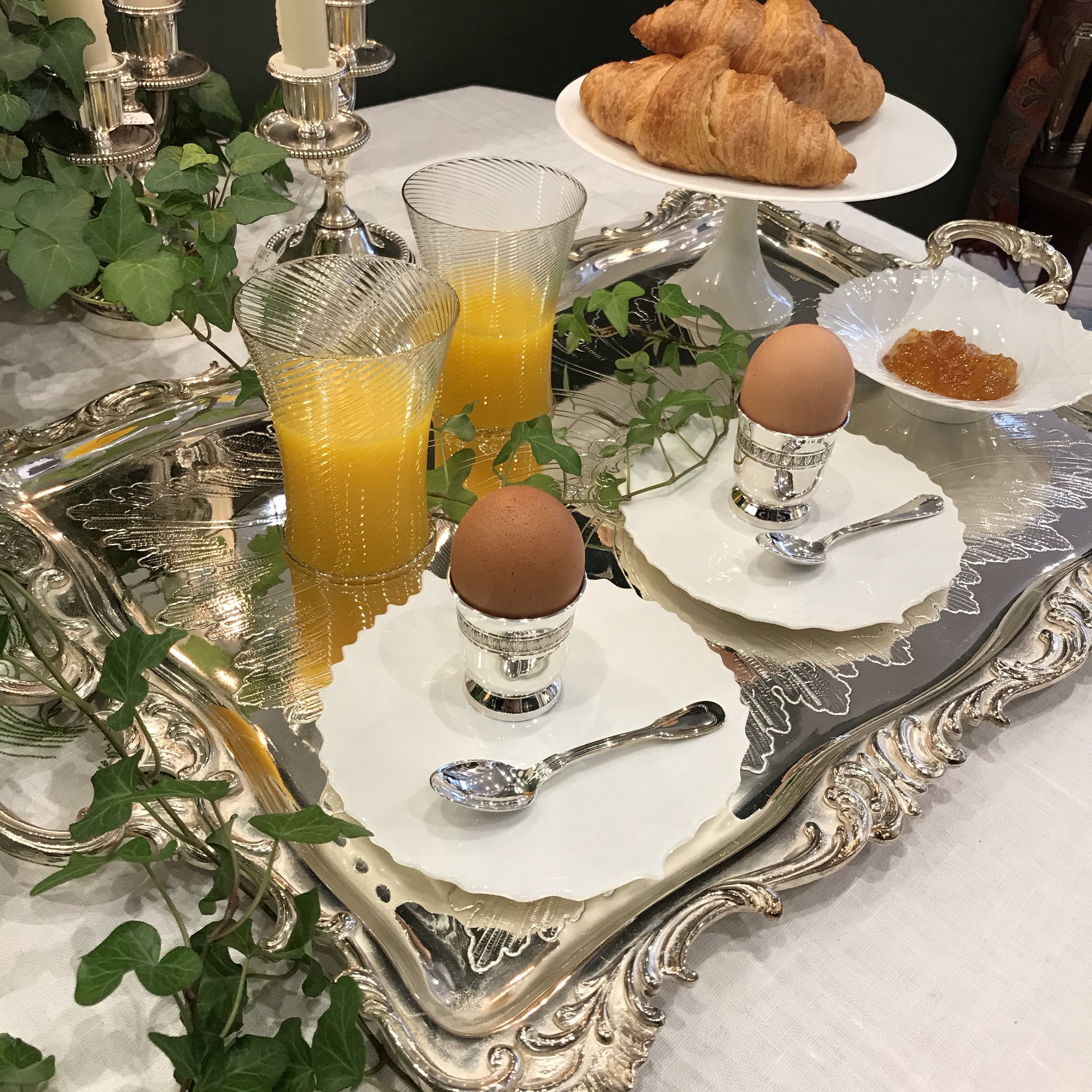 breakfast for two in Paris french breakfast egg cup silver 