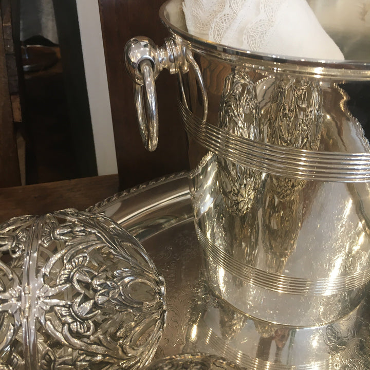 Champagne bucket silver plated metal Straight