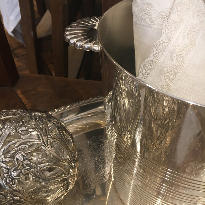 Champagne bucket silver plated metal Straight-Shell