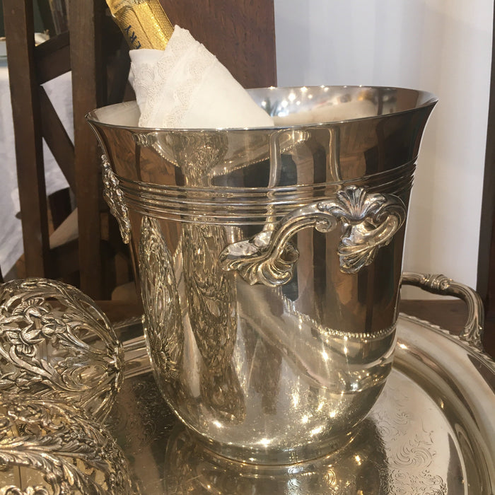 Champagne bucket silver plated metal Tulip