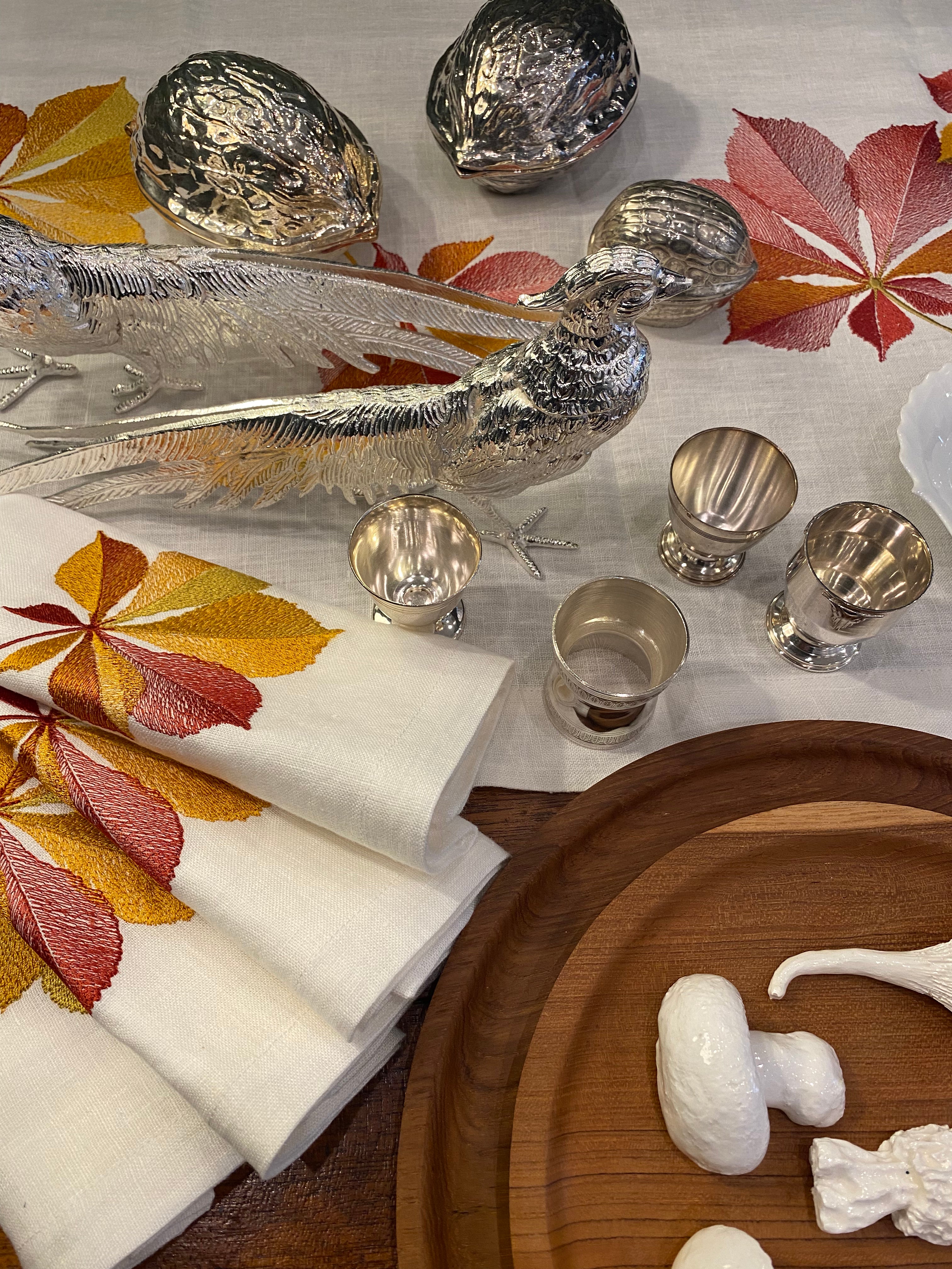 table runner linen embroidered fall