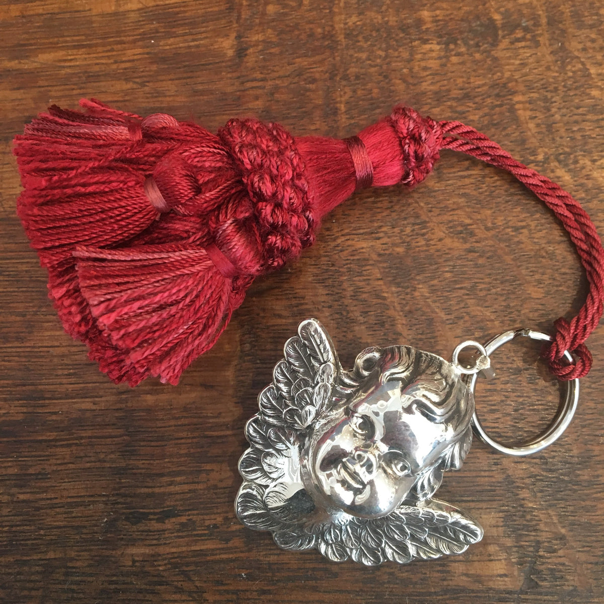 Silver plated key ring Angel