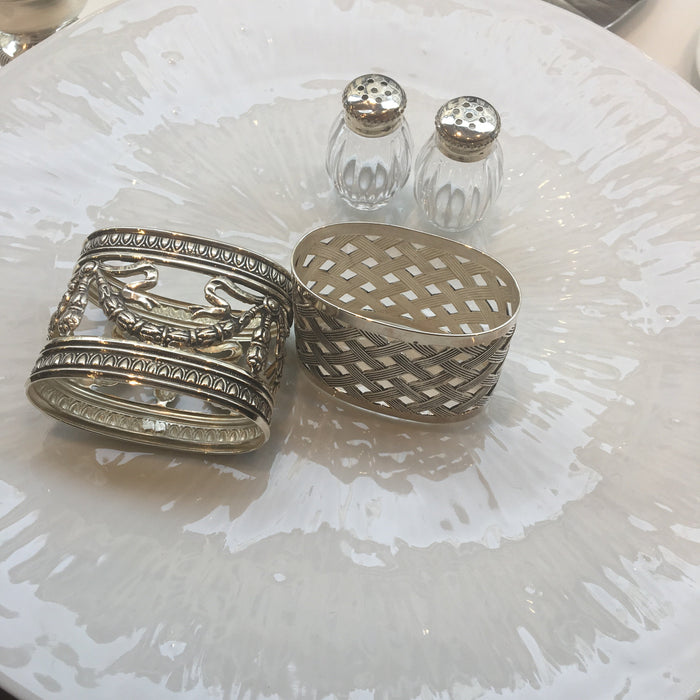 Napkin ring silver plated metal braided