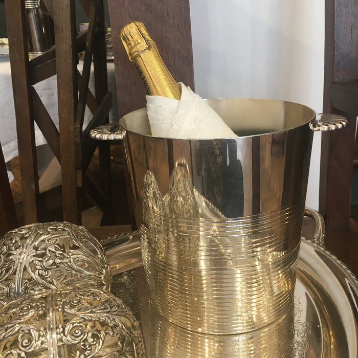 Champagne bucket silver plated metal Straight-Shell