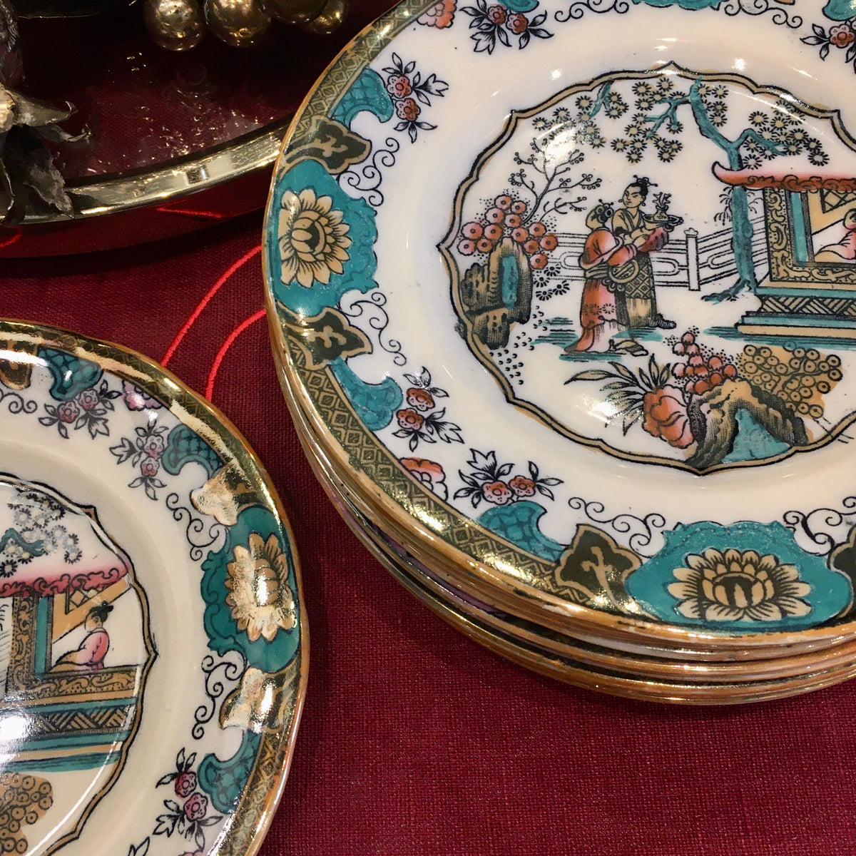 Green Chinese dessert plates