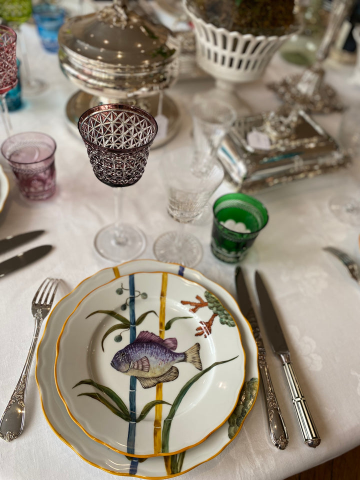 Assiette porcelaine peinte poisson