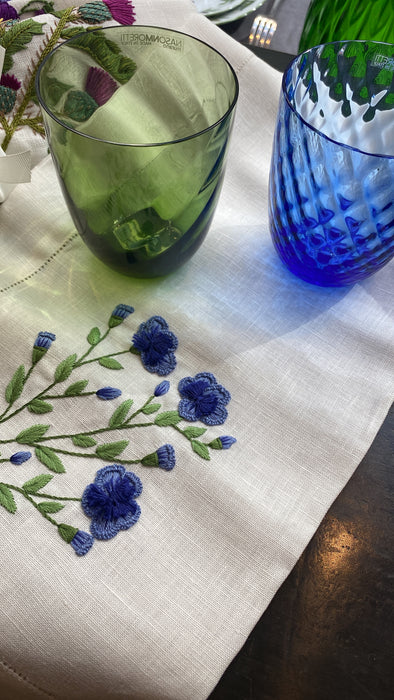 6 serviettes en lin brodé fleurs des champs