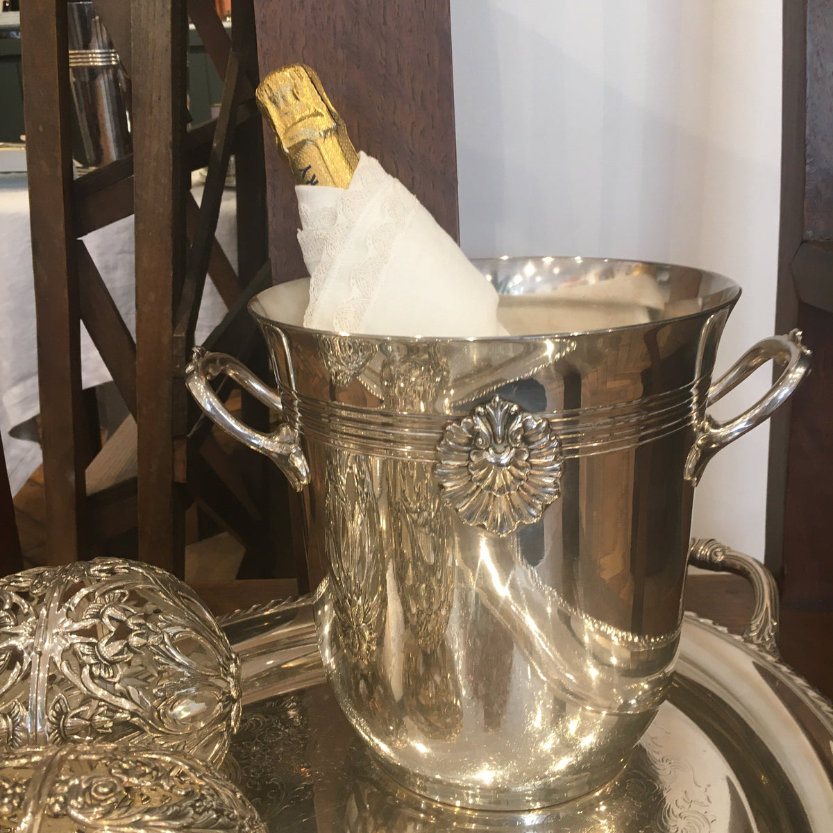 Seau a champagne metal argente d'occasion